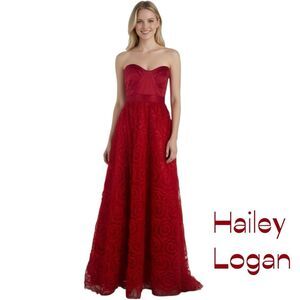 Hailey Logan Red Rosettes Maxi Dress NWT Size 5-6 Dance Party Event